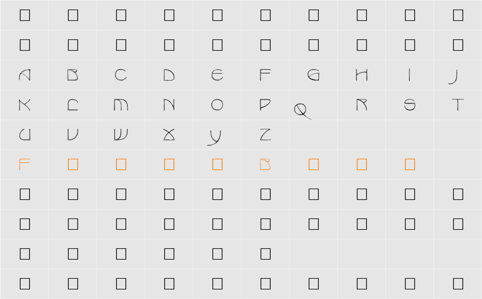 BAUDIER Character Map