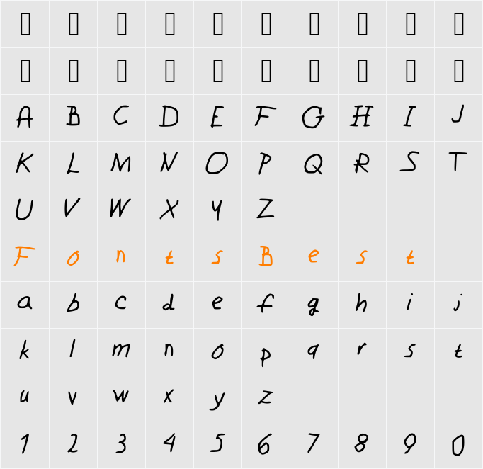 Comicksan Character Map