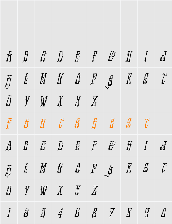 Instant Zen Condensed Italic Character Map