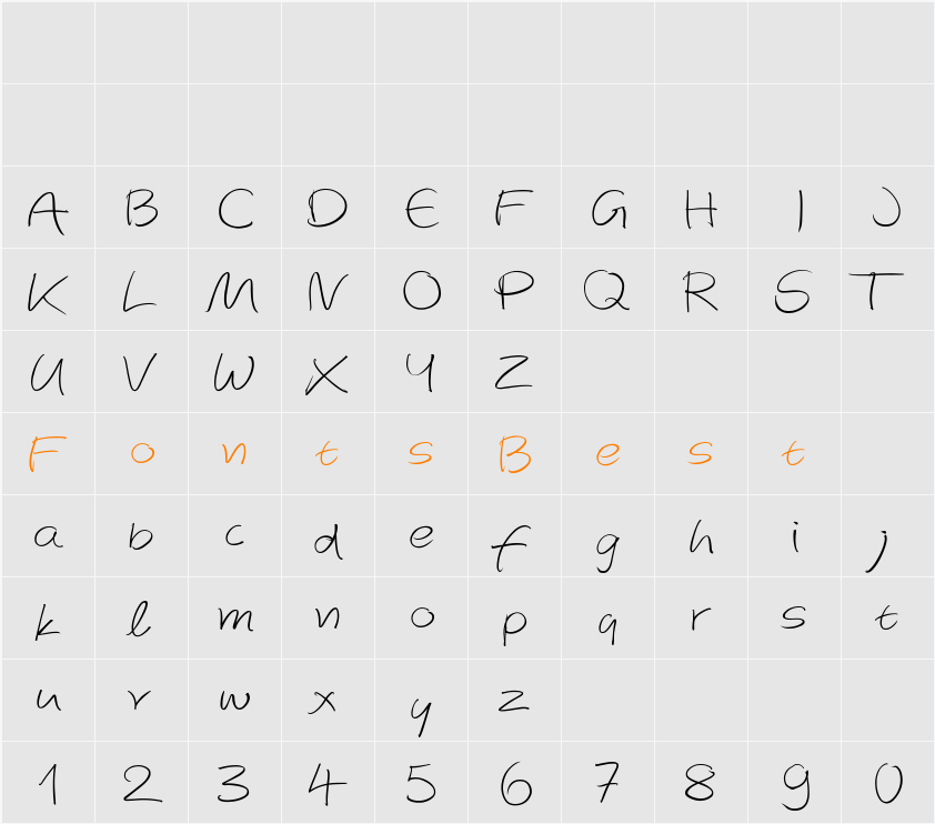 AutographScriptEF-Light Character Map