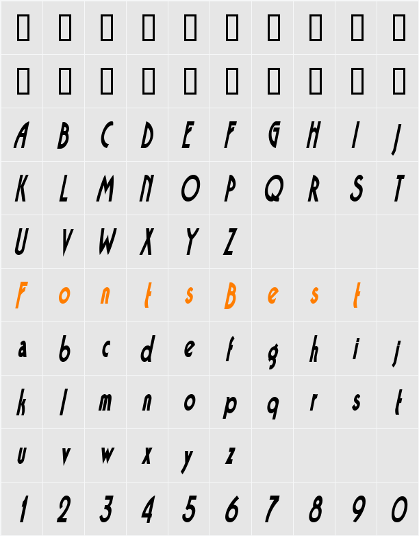 BandstandCondensed Character Map