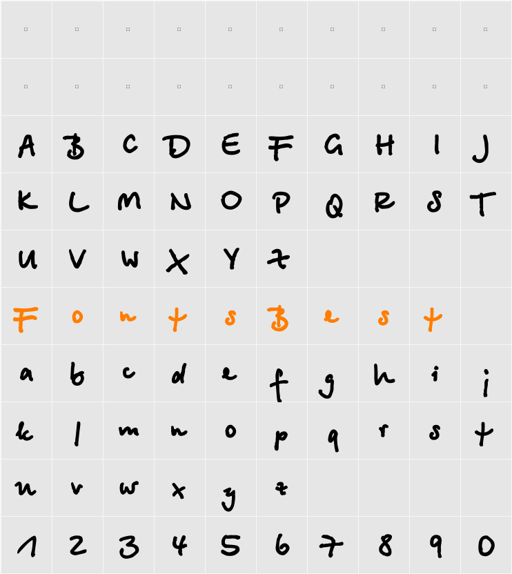 BetinaScriptExtraCTT Character Map
