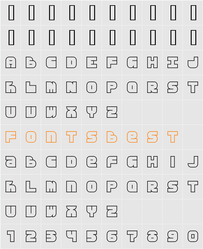 Breakbeat BTN Outline Character Map