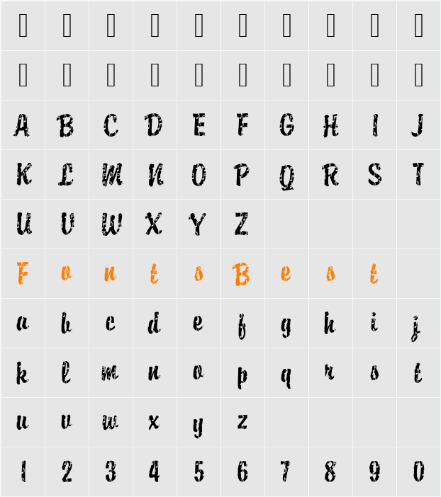 DTCBrodyM37 Character Map