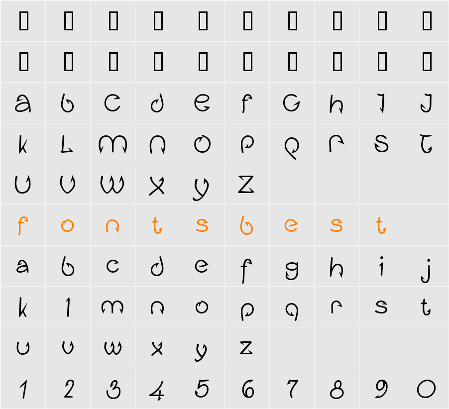 Fishhook Character Map