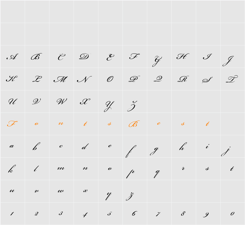 Bickham Script One Character Map