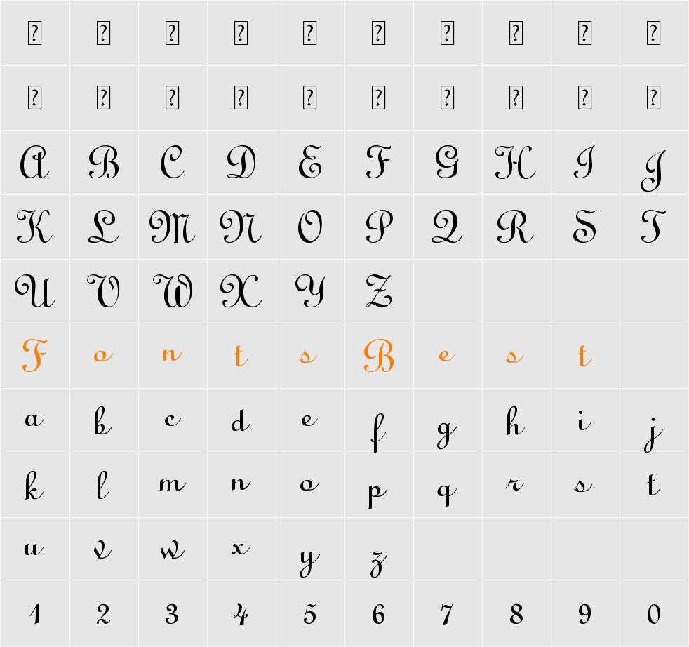 Annabel Script Character Map