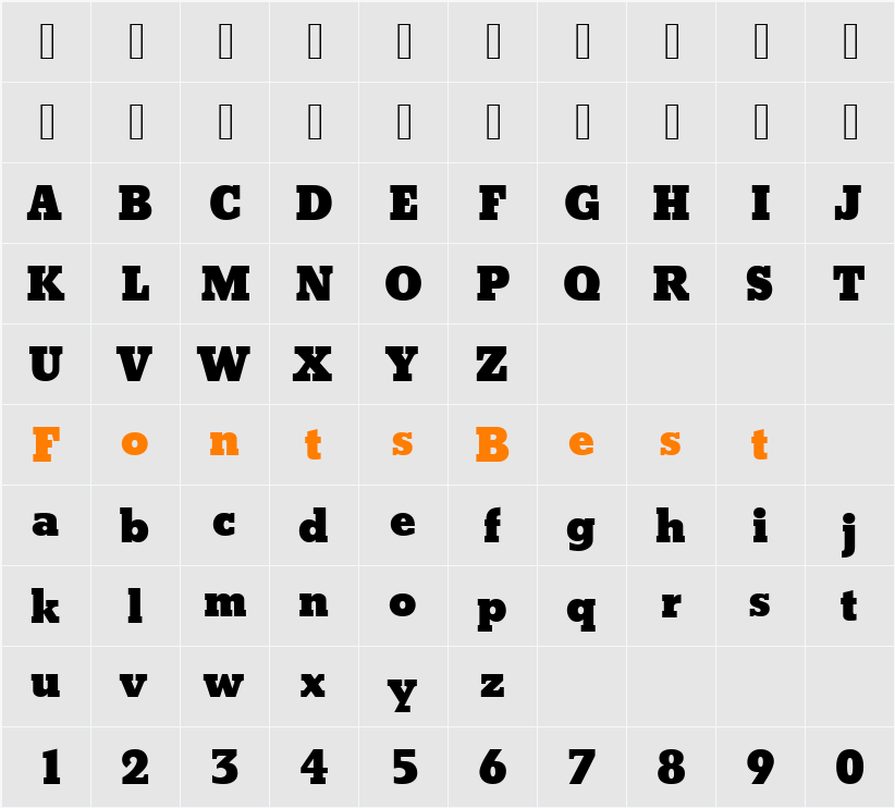 BetonTExtBol Character Map