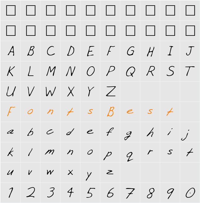 CidsHand Character Map