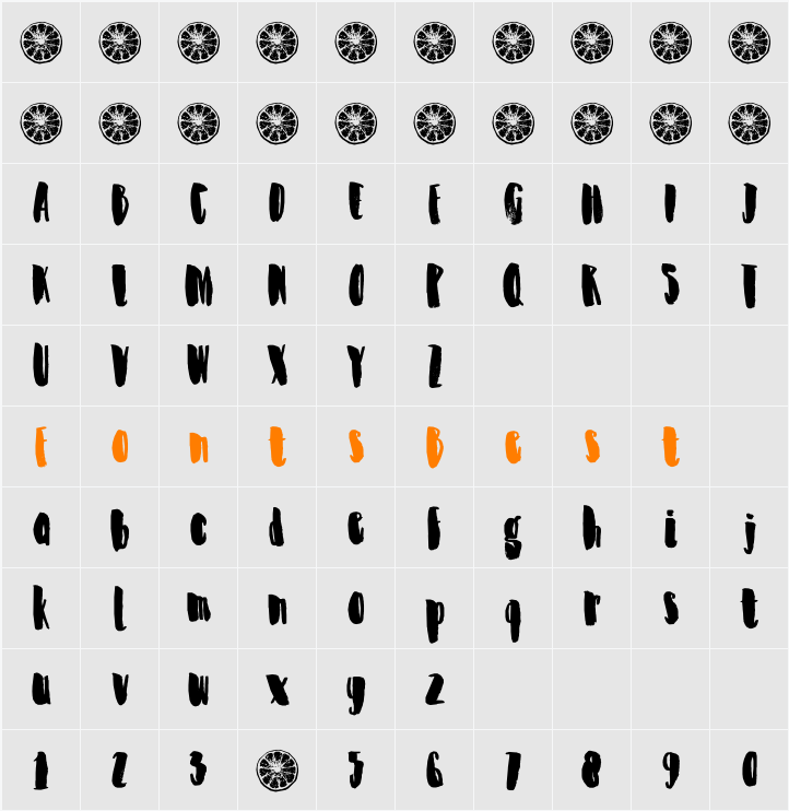 DK Zesty Lime Character Map