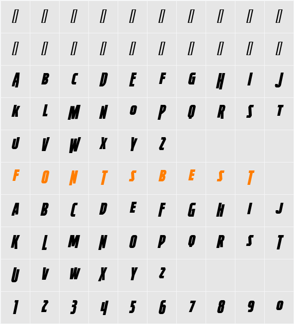 Firepower BB Character Map