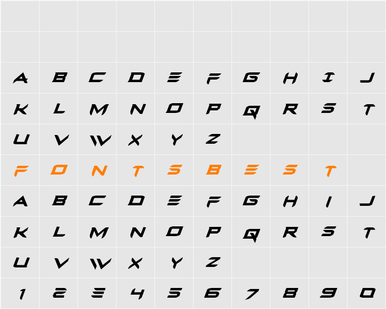 Ferret Face Bold Italic Character Map