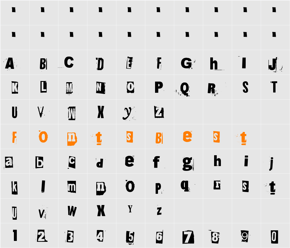 215000E Character Map