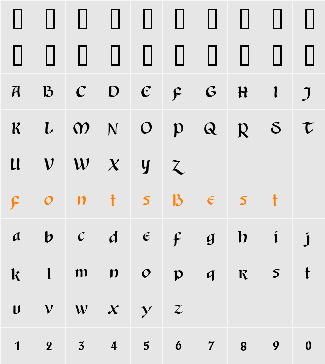 DSN YaoWaRat Character Map