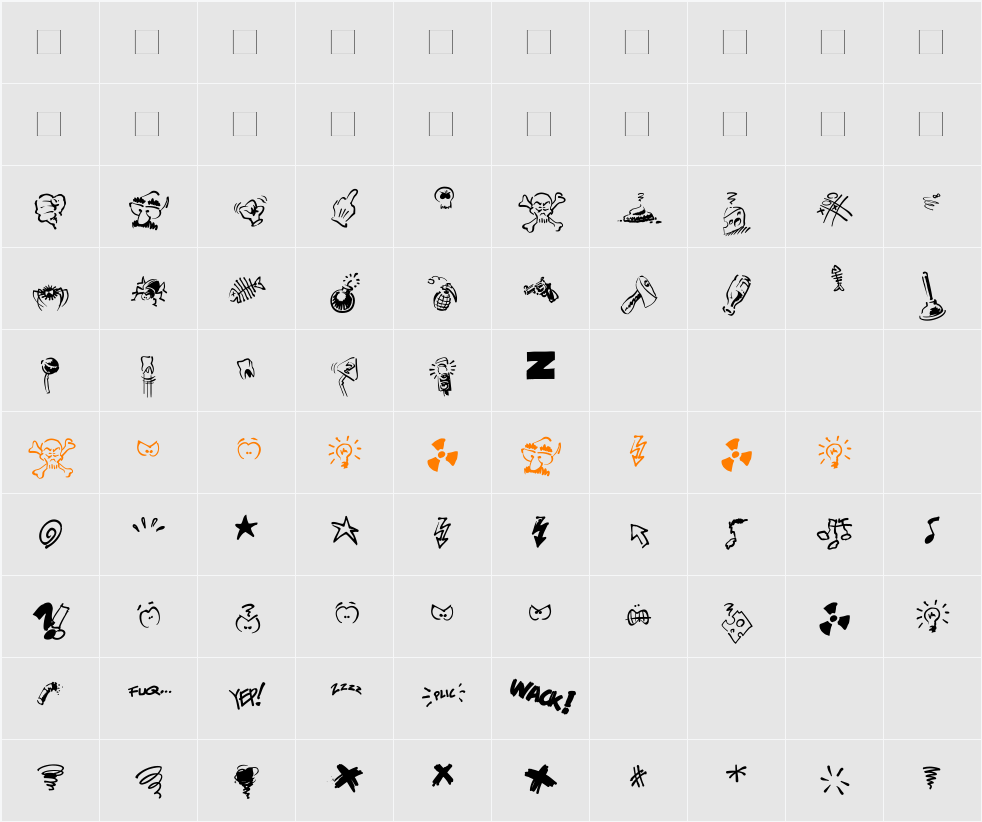 Dammned Dingbats Character Map