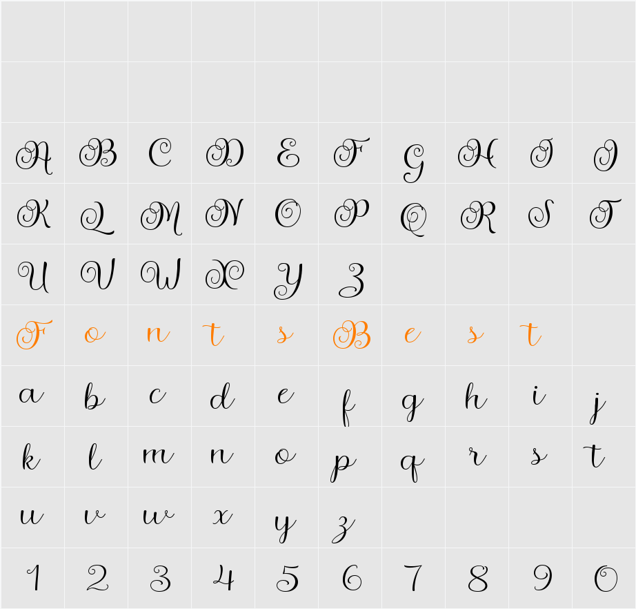 Agustin Script Character Map