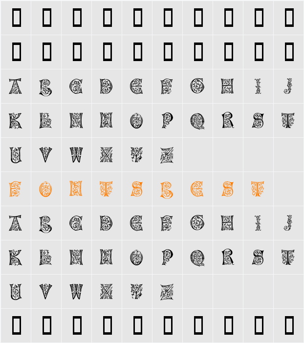 Napoli Initialen Character Map