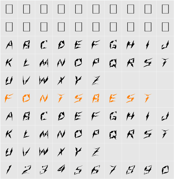 FZ WARPED 9 Character Map