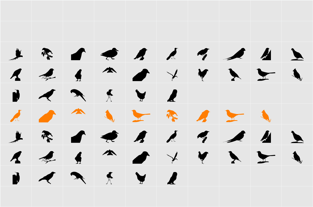 Birds TFB Character Map
