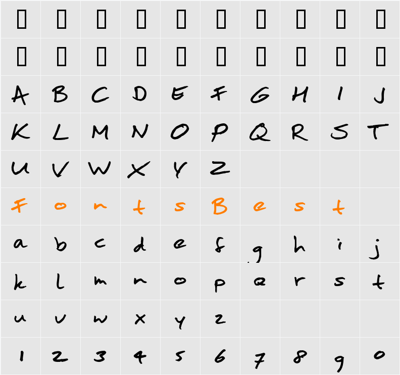 moanHand Character Map