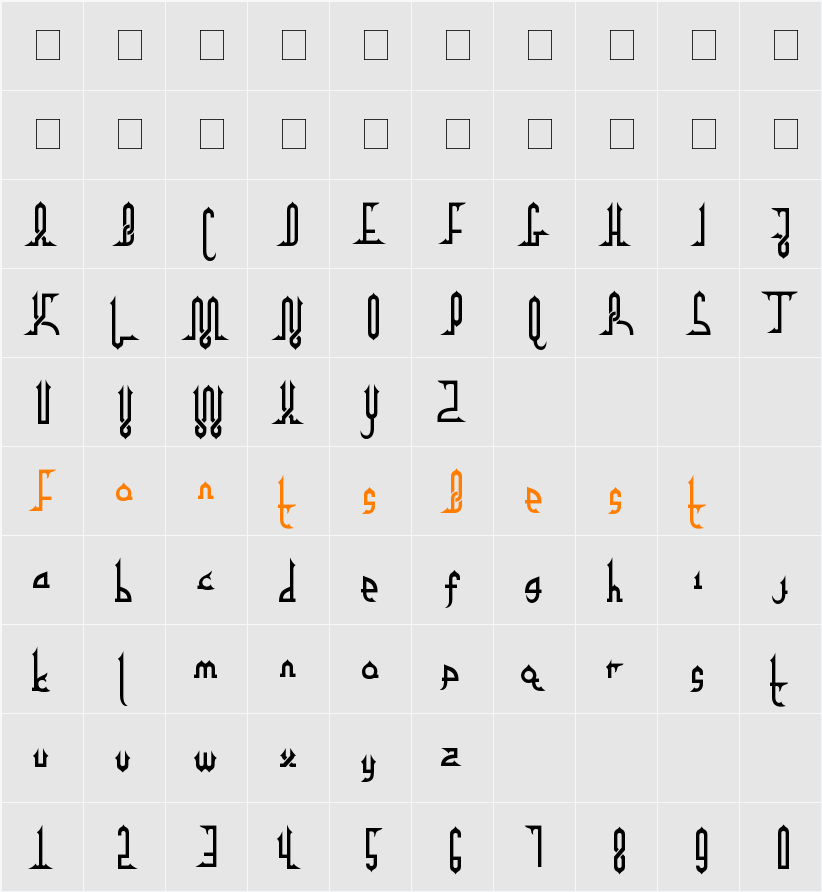 alpha kufi regular Character Map