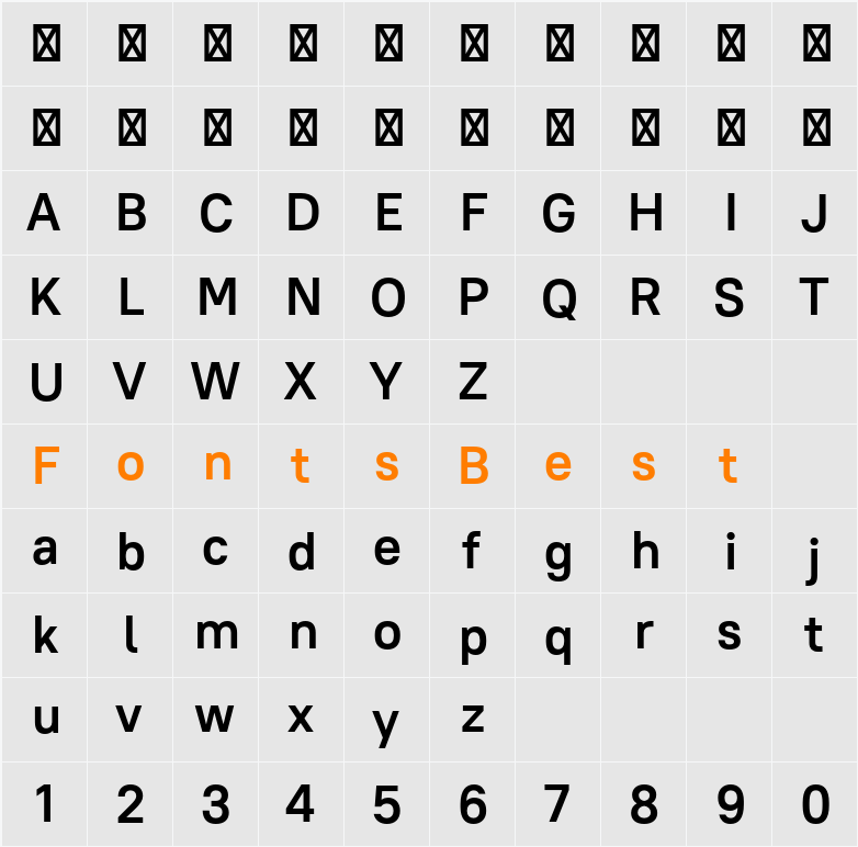 PT Root UI Bold Character Map