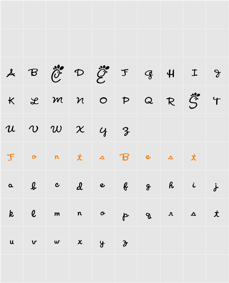Chicken Hut Character Map