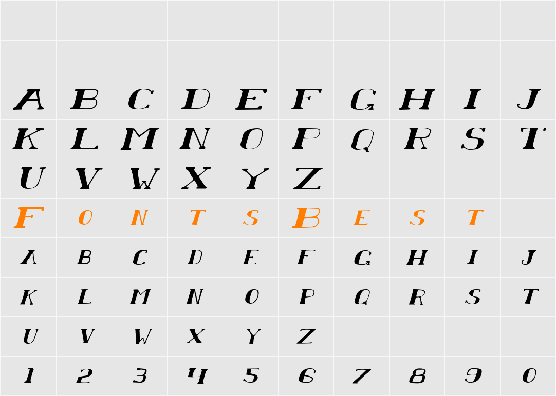 Chardin Doihle Expanded Italic Character Map