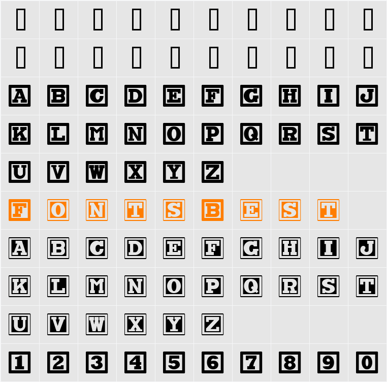 ChockABlockNF Character Map