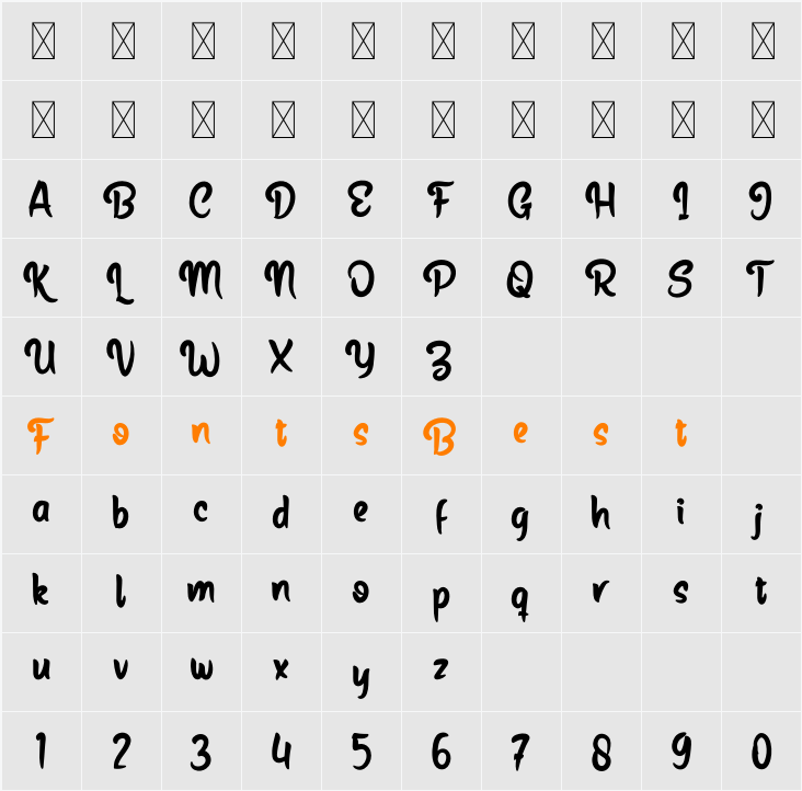 Aching Character Map