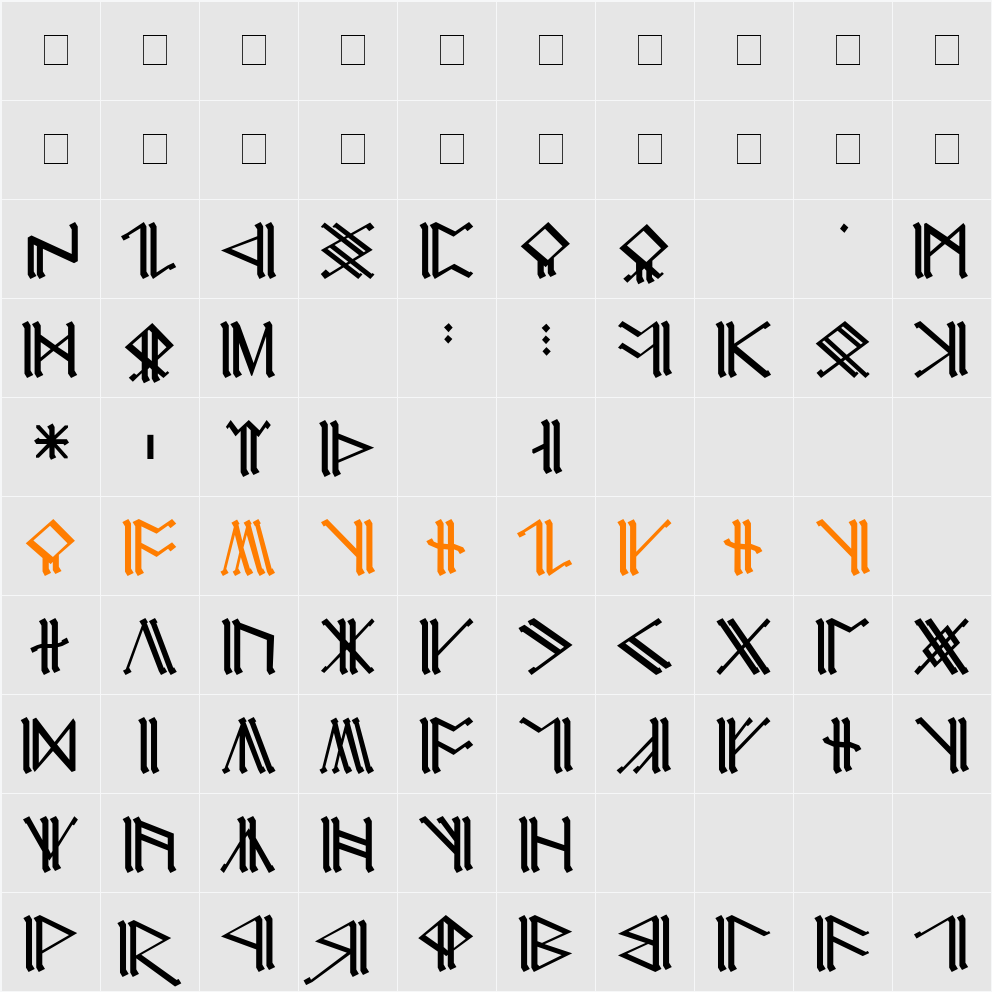 Cirth Erebor Caps-1 Character Map