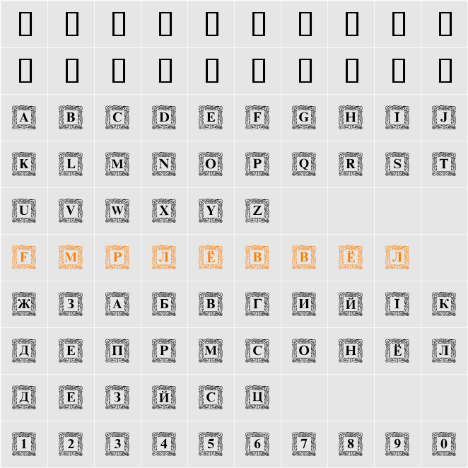 DSInitials Character Map