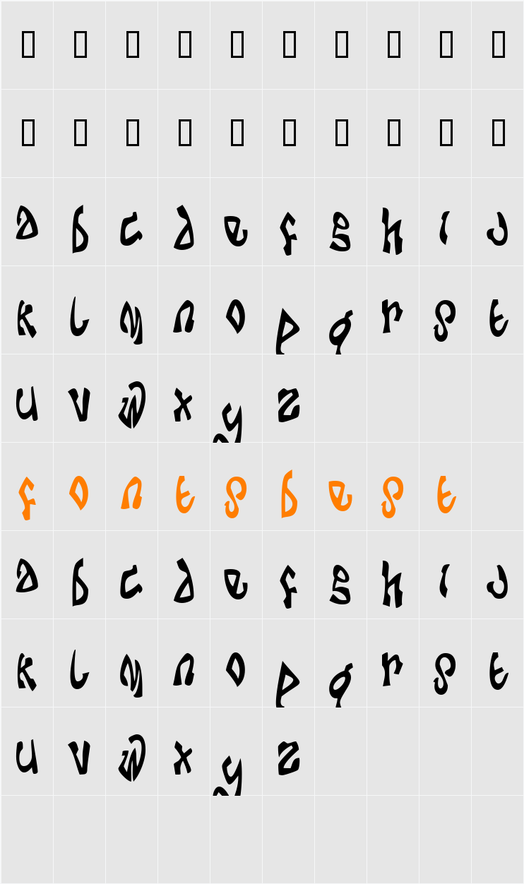 Da Bomb Character Map
