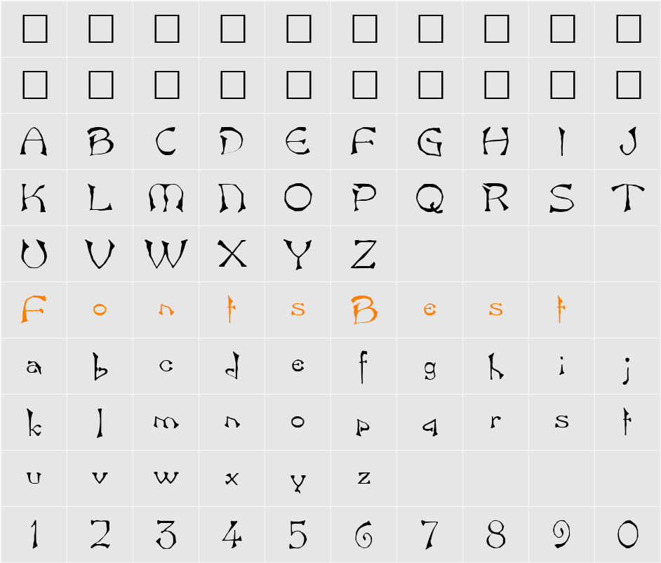 Bamboo Character Map
