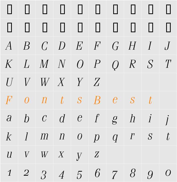 Ferrara-Osf-Light Character Map