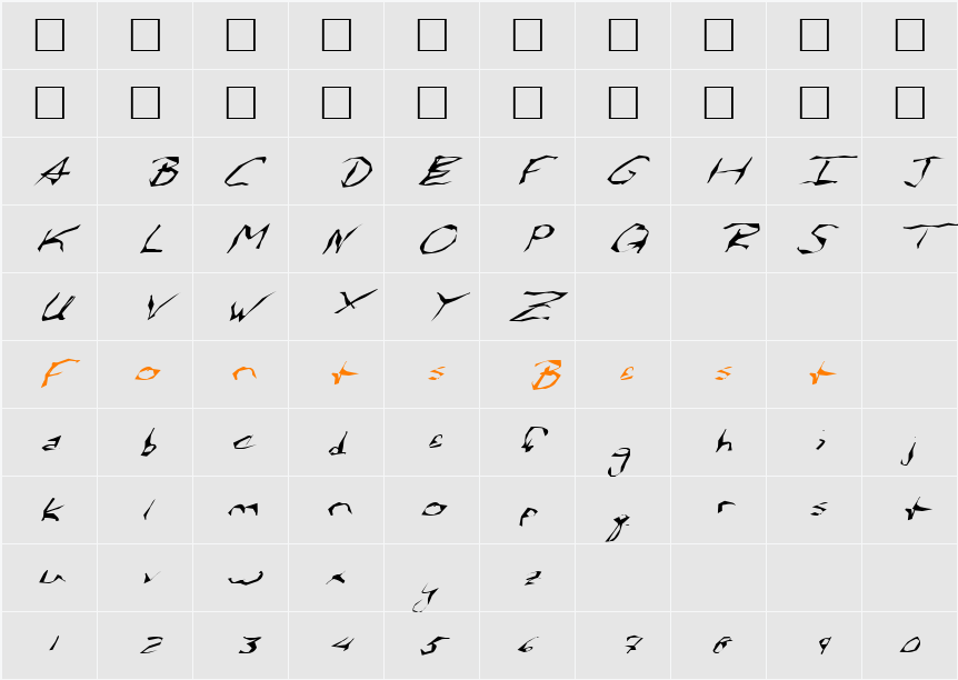FZ WACKY 58 ITALIC Character Map