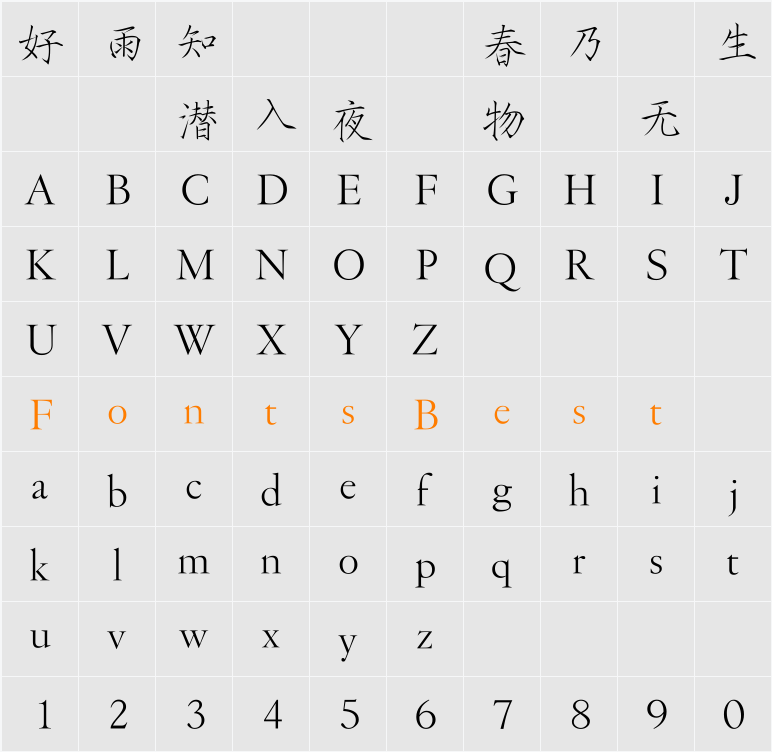 DFPShouJinW3-GB5 Character Map
