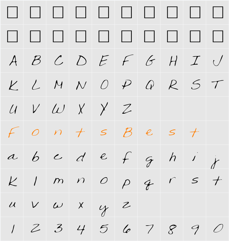 MyrasHand Character Map