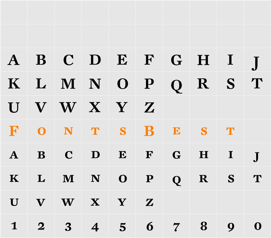 DTL Fleischmann T Caps Character Map