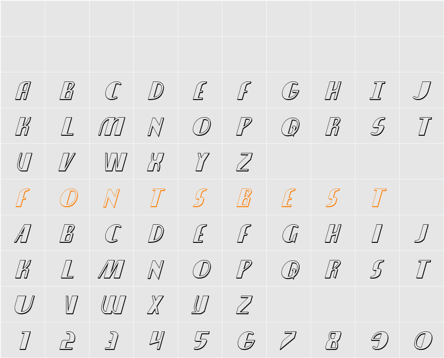 Nathan Brazil 3D Italic Character Map