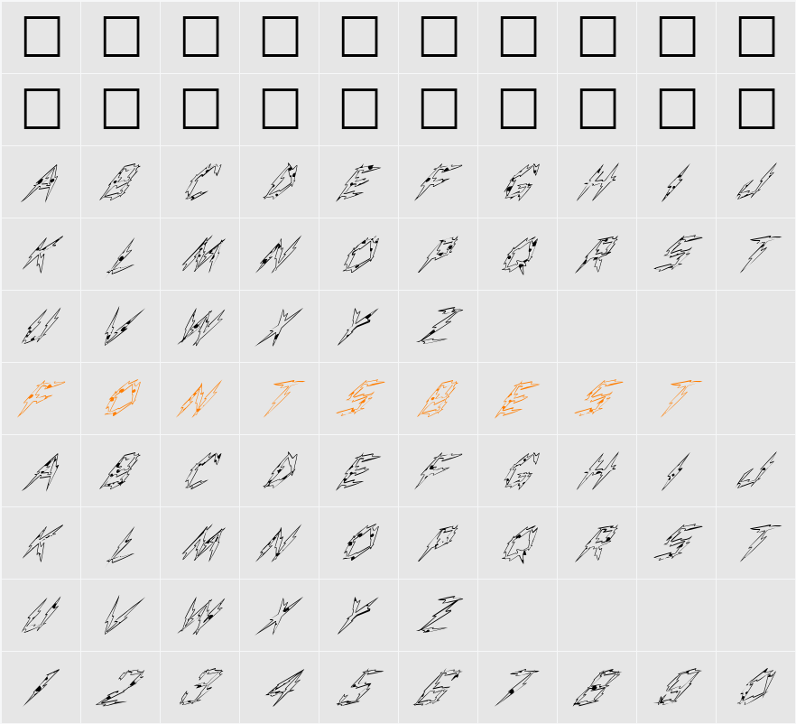 FZ UNIQUE 19 SPOTTED ITALIC Character Map
