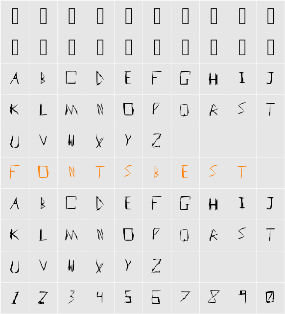 BadHandwriter Character Map