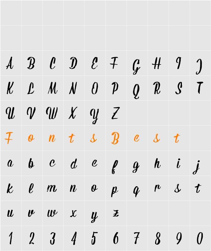 Arnabelle Script Character Map