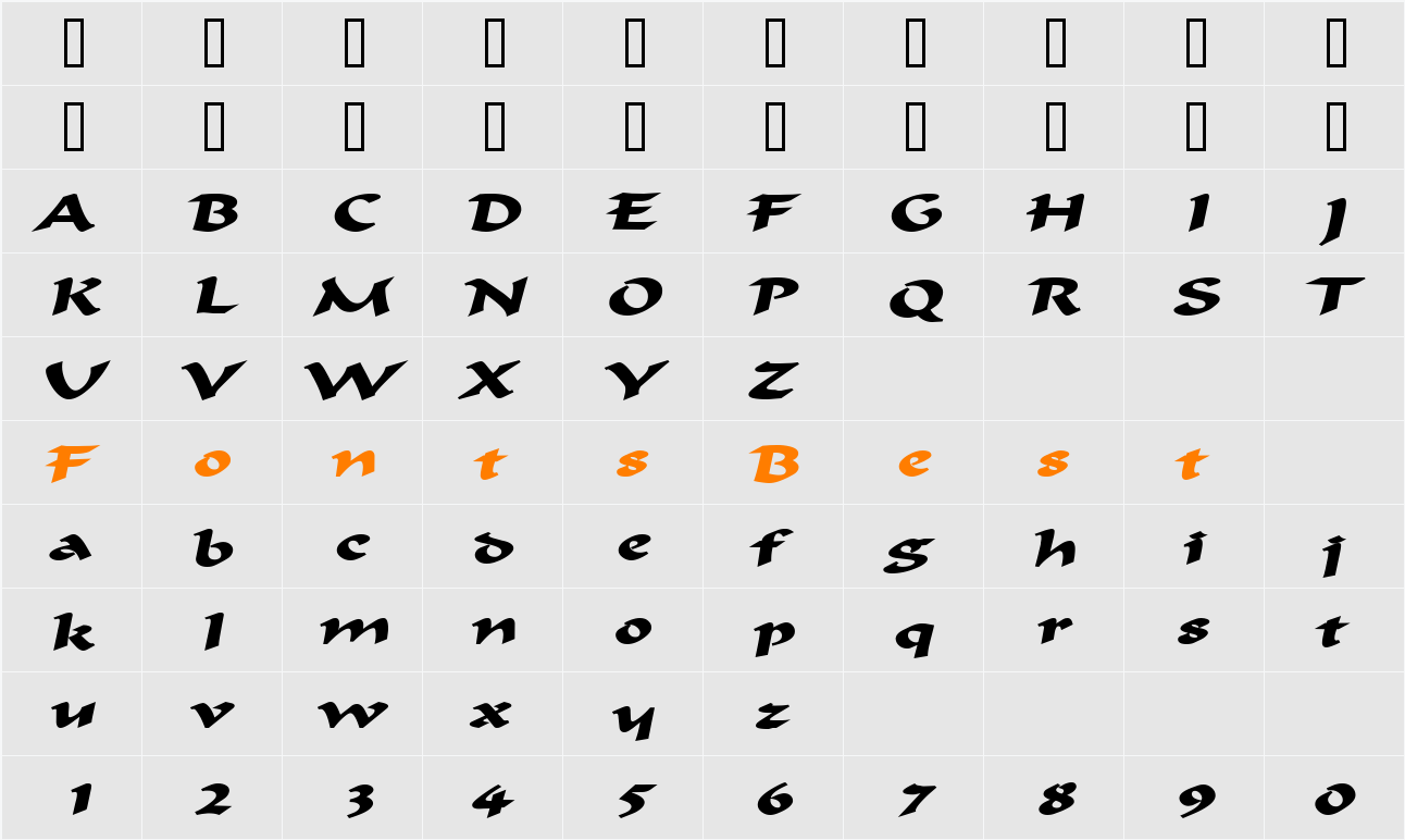 Flat Brush Extended Character Map