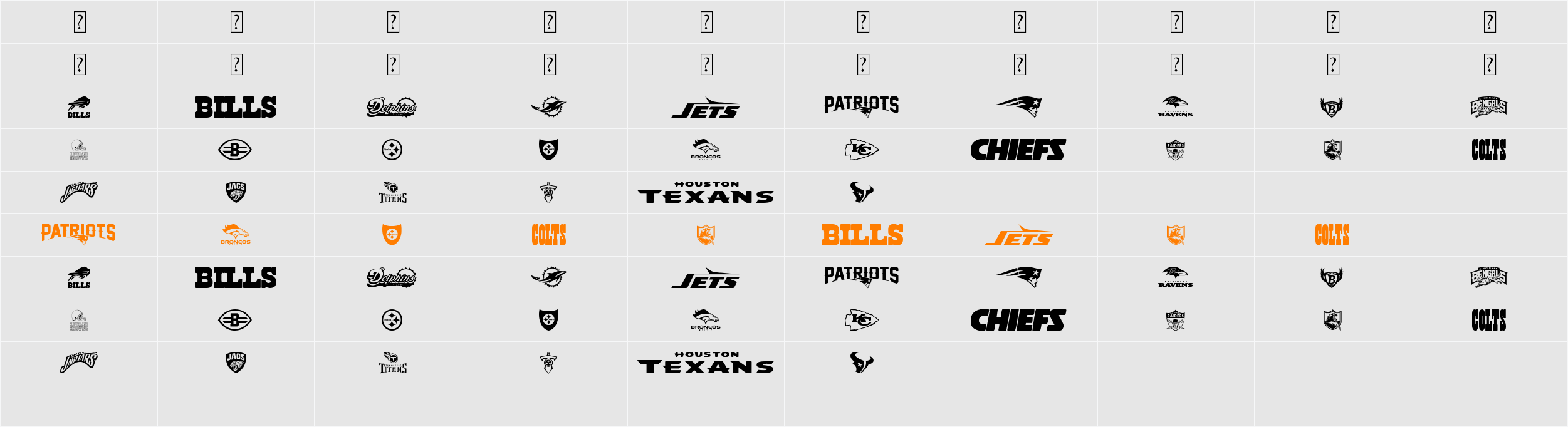 NFL AFC Character Map