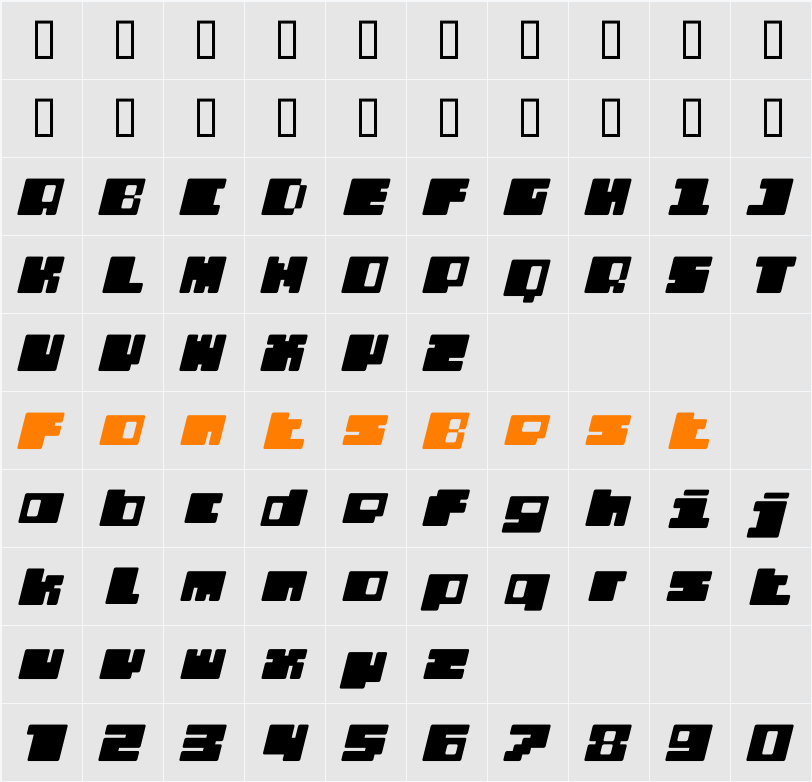 DS PTRLNormalPlus Character Map