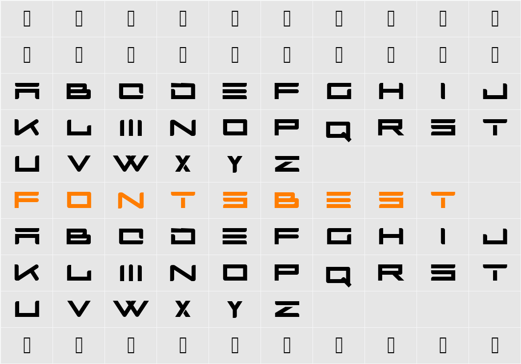 BOASTfont Character Map