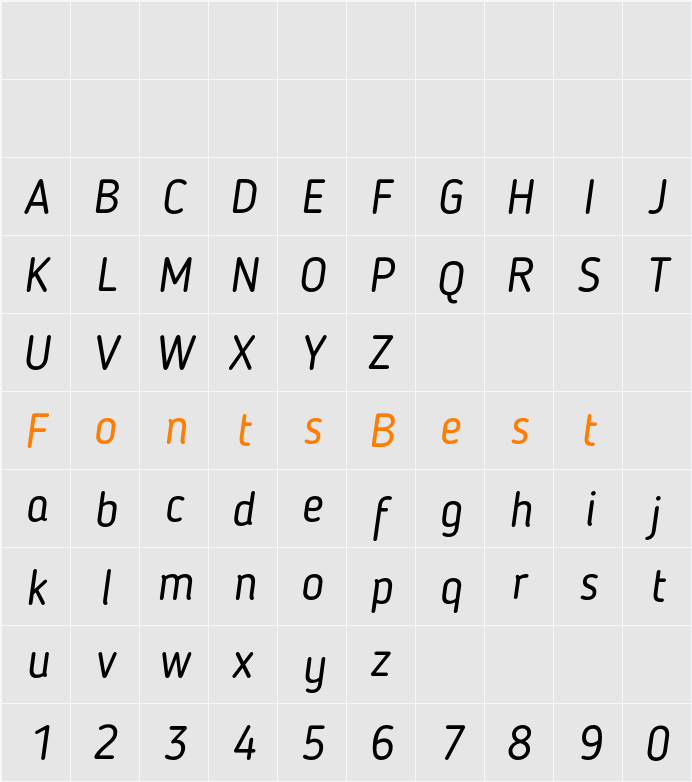 Blogger Sans Character Map