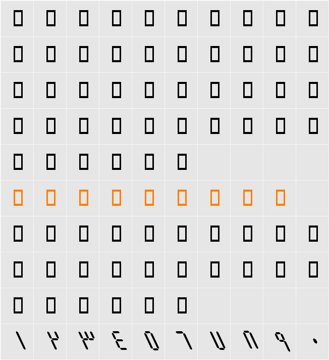 B Elm Character Map