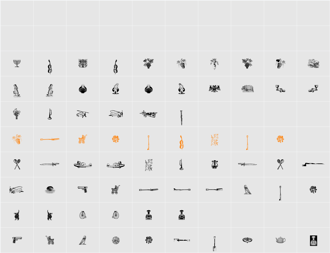 Cornucopia od Dingbats Six Character Map